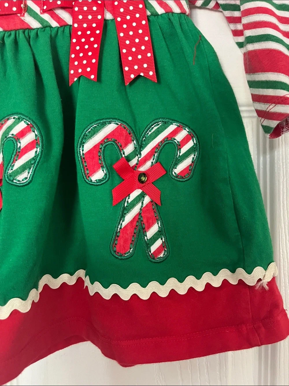 Bonnie Baby Red, Green & White Striped Holiday Top